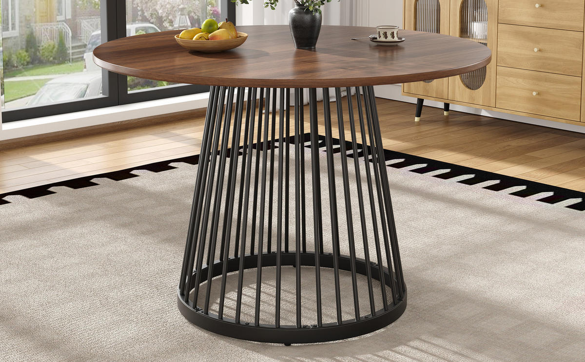 ESSTISCH 80x80x76 cm in Schwarz und Walnuss aus MDF mit Nussbaumoptik - Walnussfarben, Holzwerkstoff (80/80/76cm) - Modfu