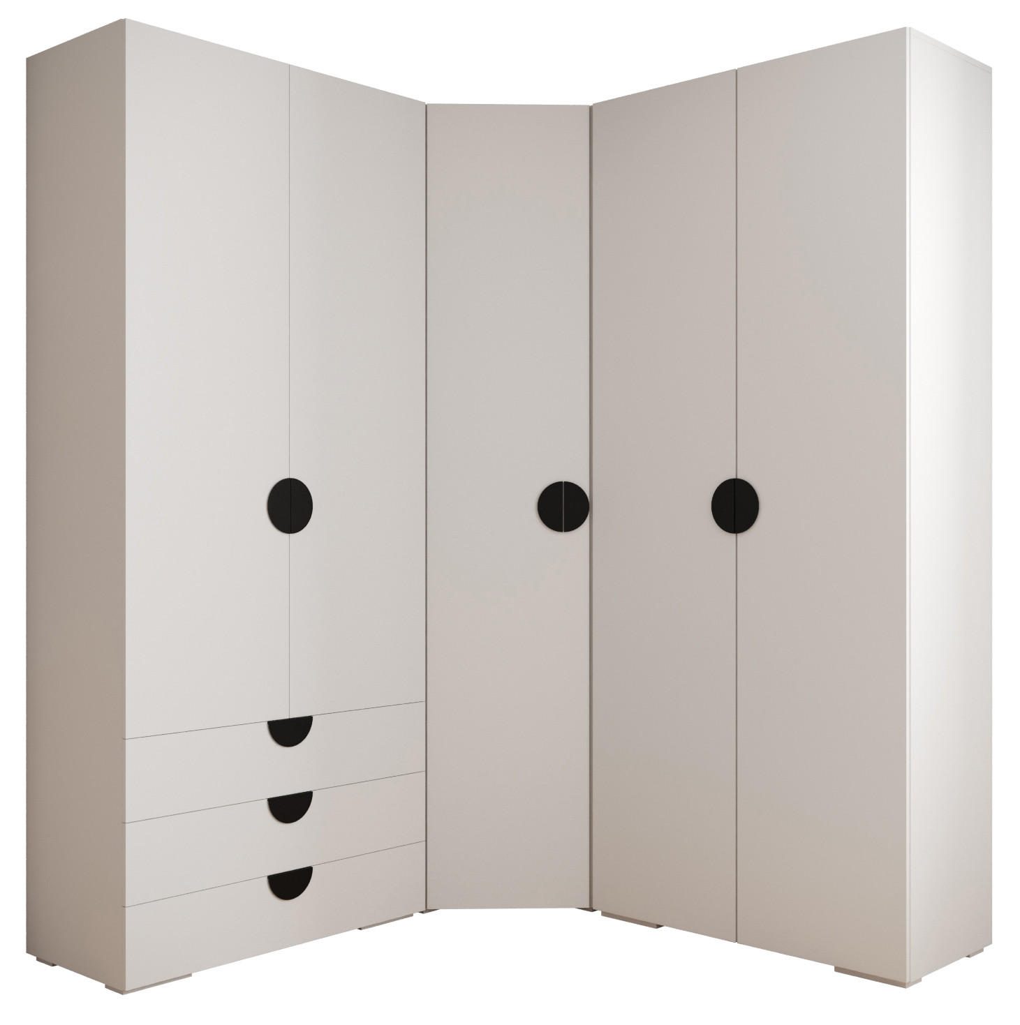 GARDEROBEN-SET 236,7/181,7/47 - Schwarz/Weiß, Holz/Kunststoff (181.7/236.7/47cm) - Abiks Möbel