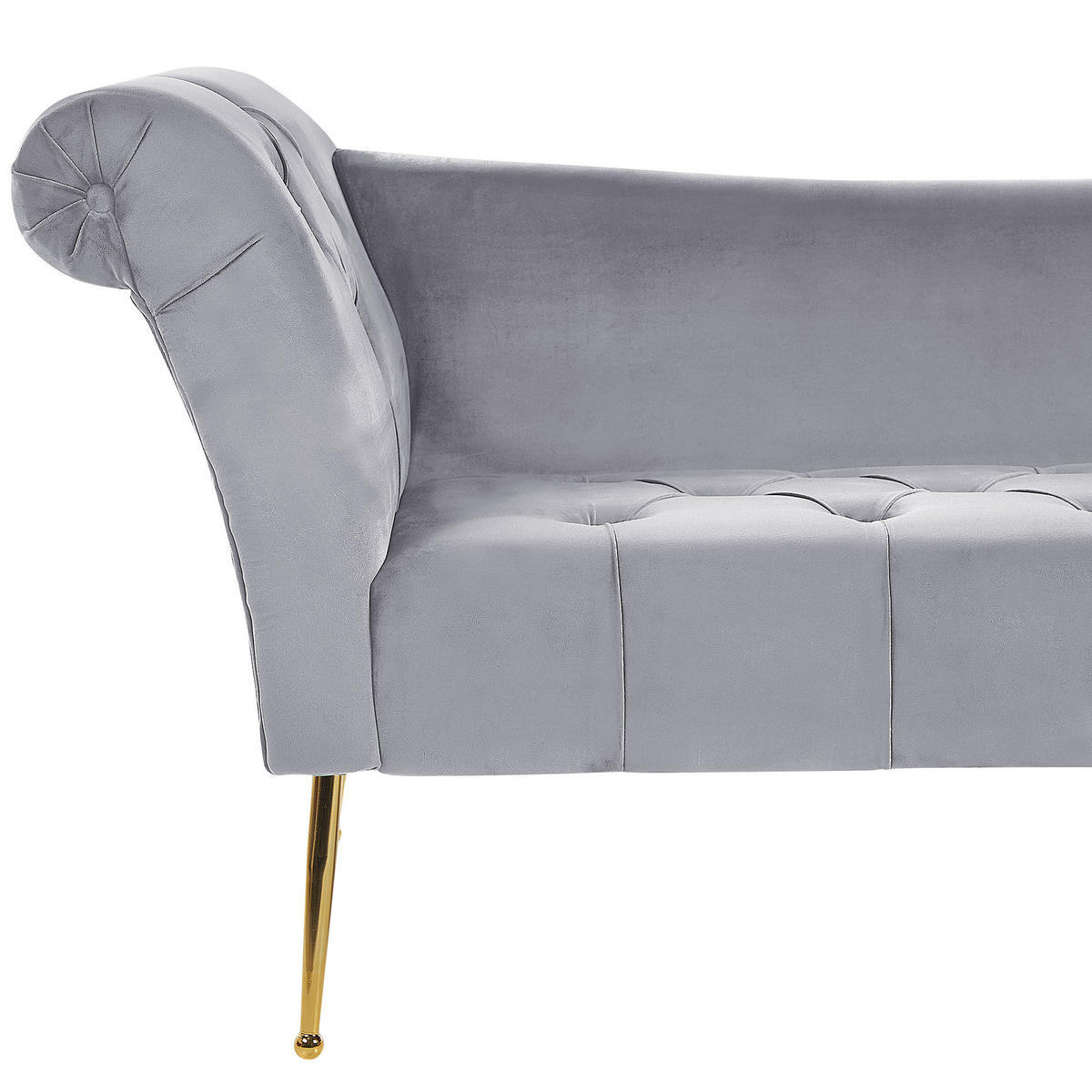 CHAISELONGUE Samtstoffhellgrau/gold Nantilly - Goldfarben/Grau, Textil (175/76/70cm) - Beliani