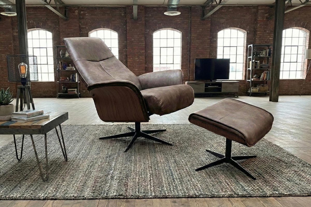 RELAXSESSEL FERREIRA Anthrazit Lederfaserstoff Relaxfunktion - Anthrazit/Schwarz, Leder/Metall (78/106/84cm) - KAWOLA