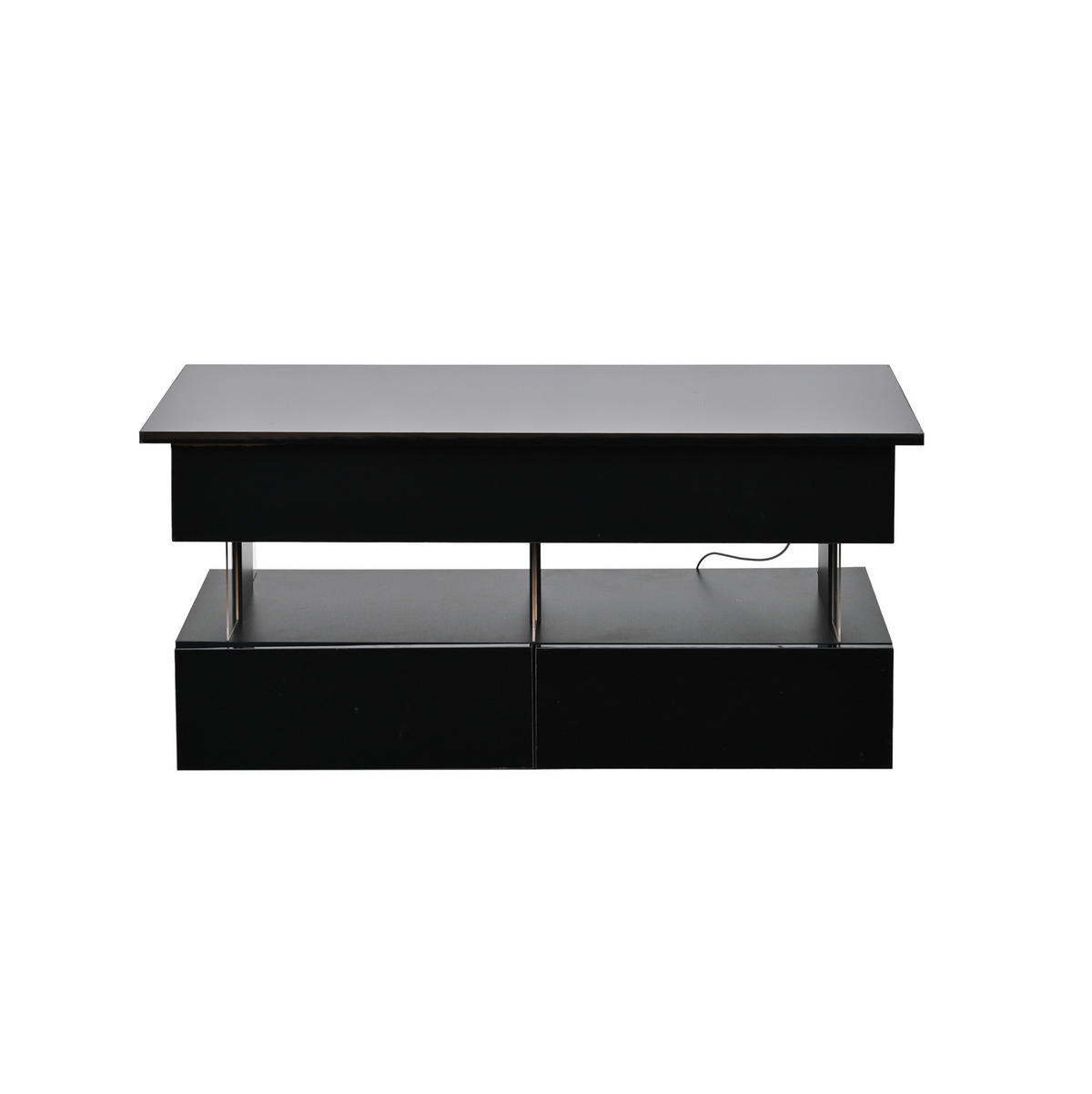COUCHTISCH aus MDF 100x50x46 cm Schwarz mit Hubfunktion, LED-Beleuchtung und 2 Schubladen - Schwarz, Holzwerkstoff (100/50/46cm) - IVMEU