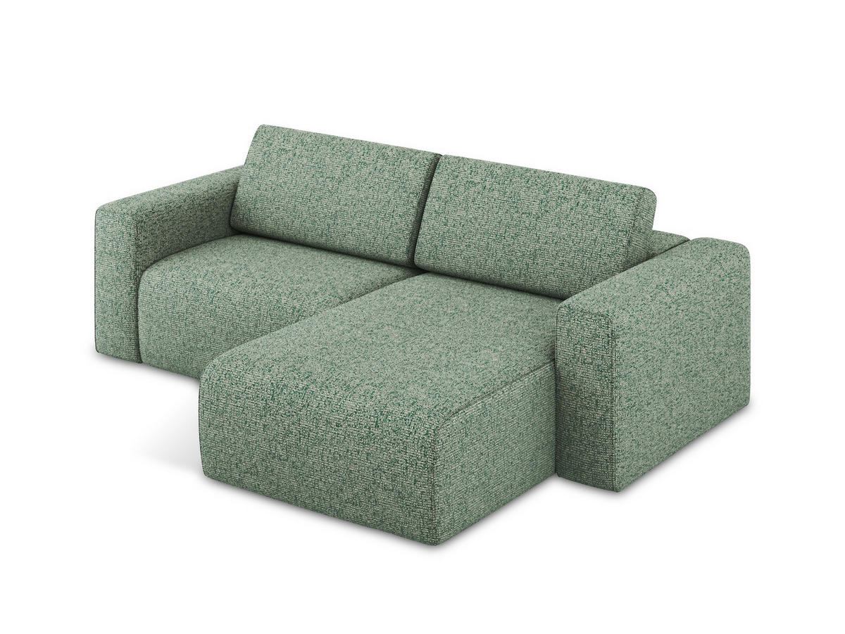 ECKSOFA Rechts Strukturstoff Stoff Grün - Schwarz/Hellgrün, Kunststoff/Textil (224/167cm) - Makamii