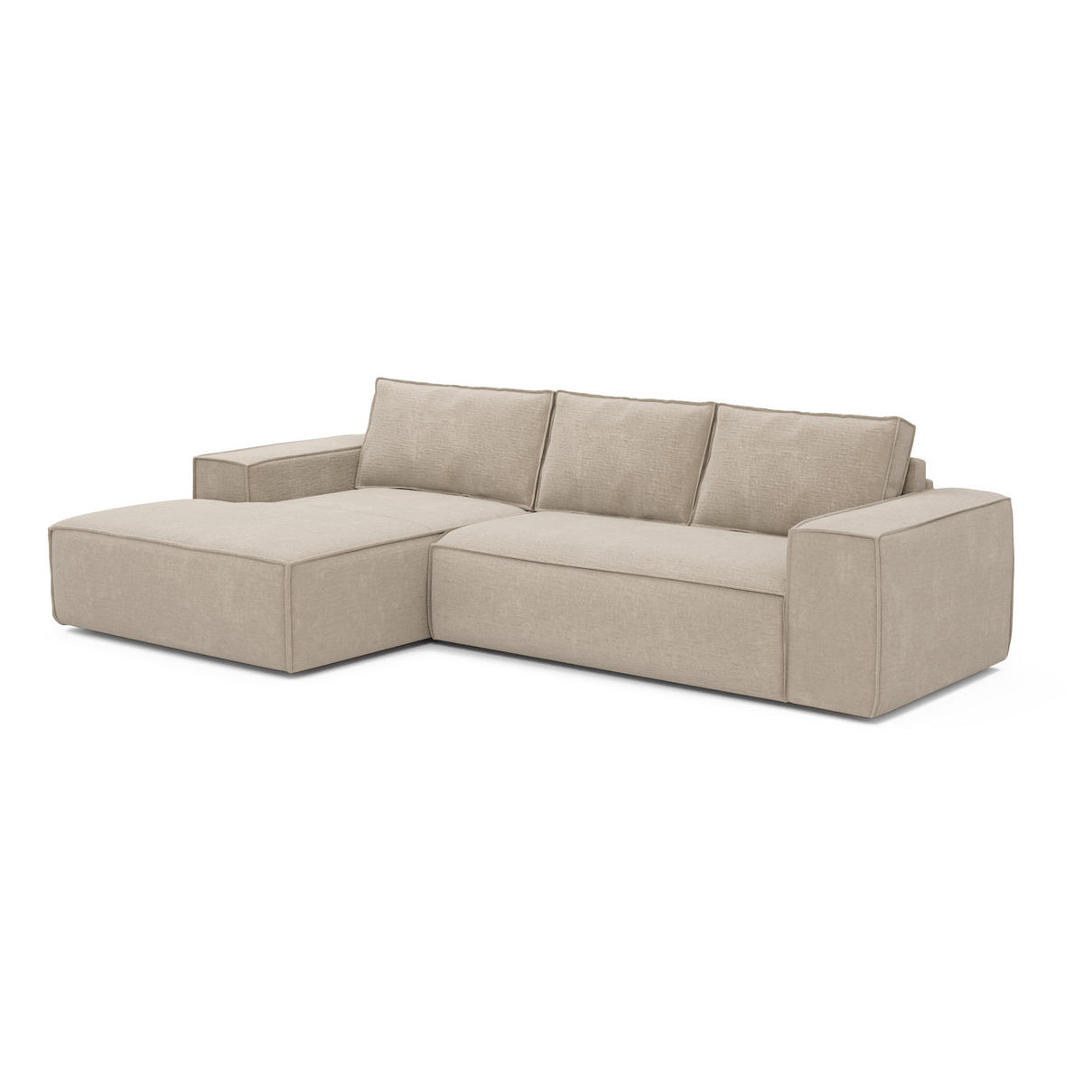ECKSOFA LINKS Samt Beige 302cm - Beige, Textil (165/302cm) - Sia Home