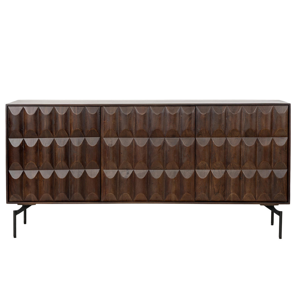MASSIVES SIDEBOARD - Akazie Dunkel - Schwarz/Braun, Holz/Metall (160/76/40cm) - home24