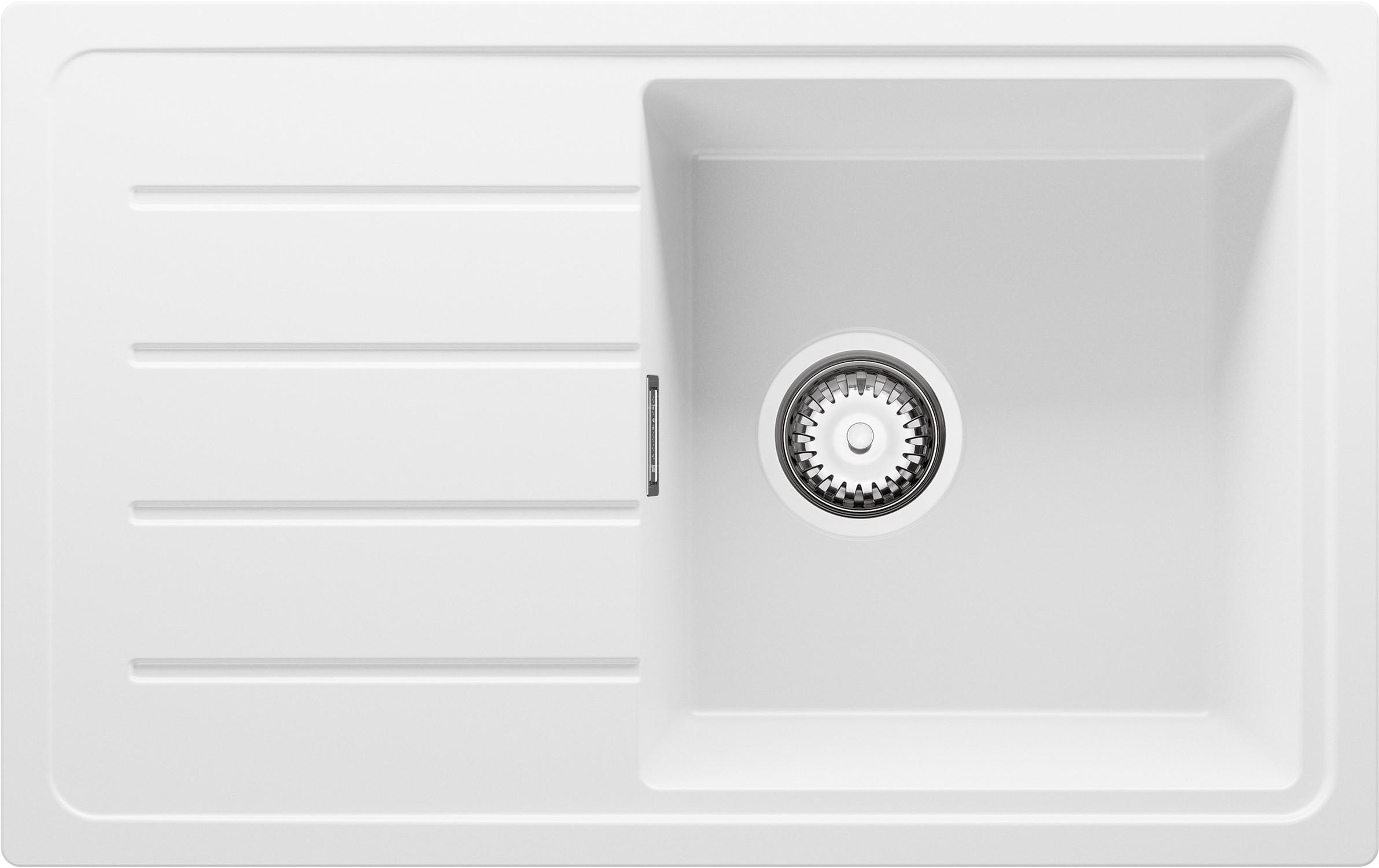 SPÜLBECKEN Kopenhagen Easy, 2-er set Weiß 70/44 cm 1 Becken + Ablauf-Set ab 45er Unterschrank - Chromfarben/Weiß, Kunststoff (70/20/44cm) - Primagran
