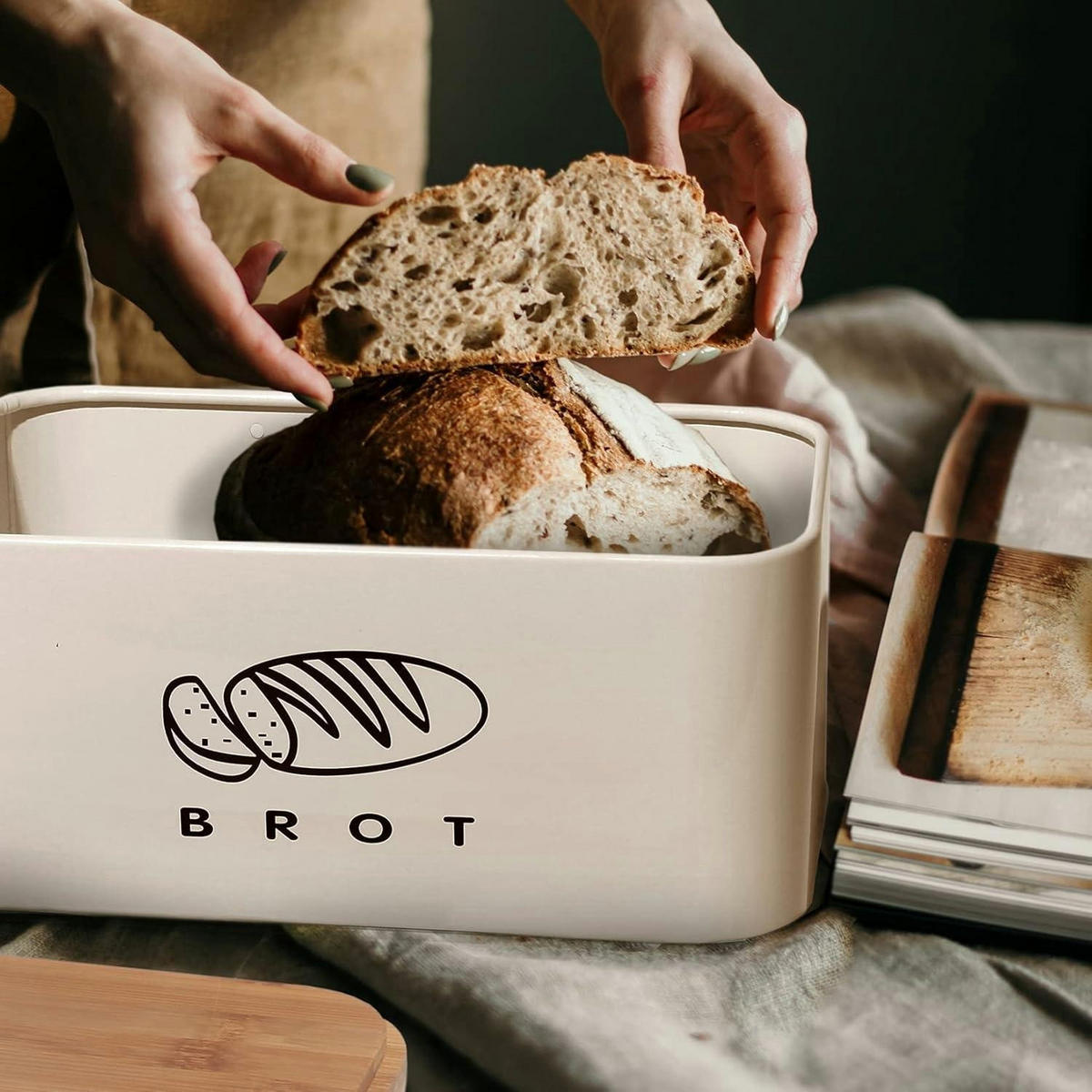 BROTKASTEN mit Deckel 30 cm Beige - Multicolor, Metall (18/14/30cm)