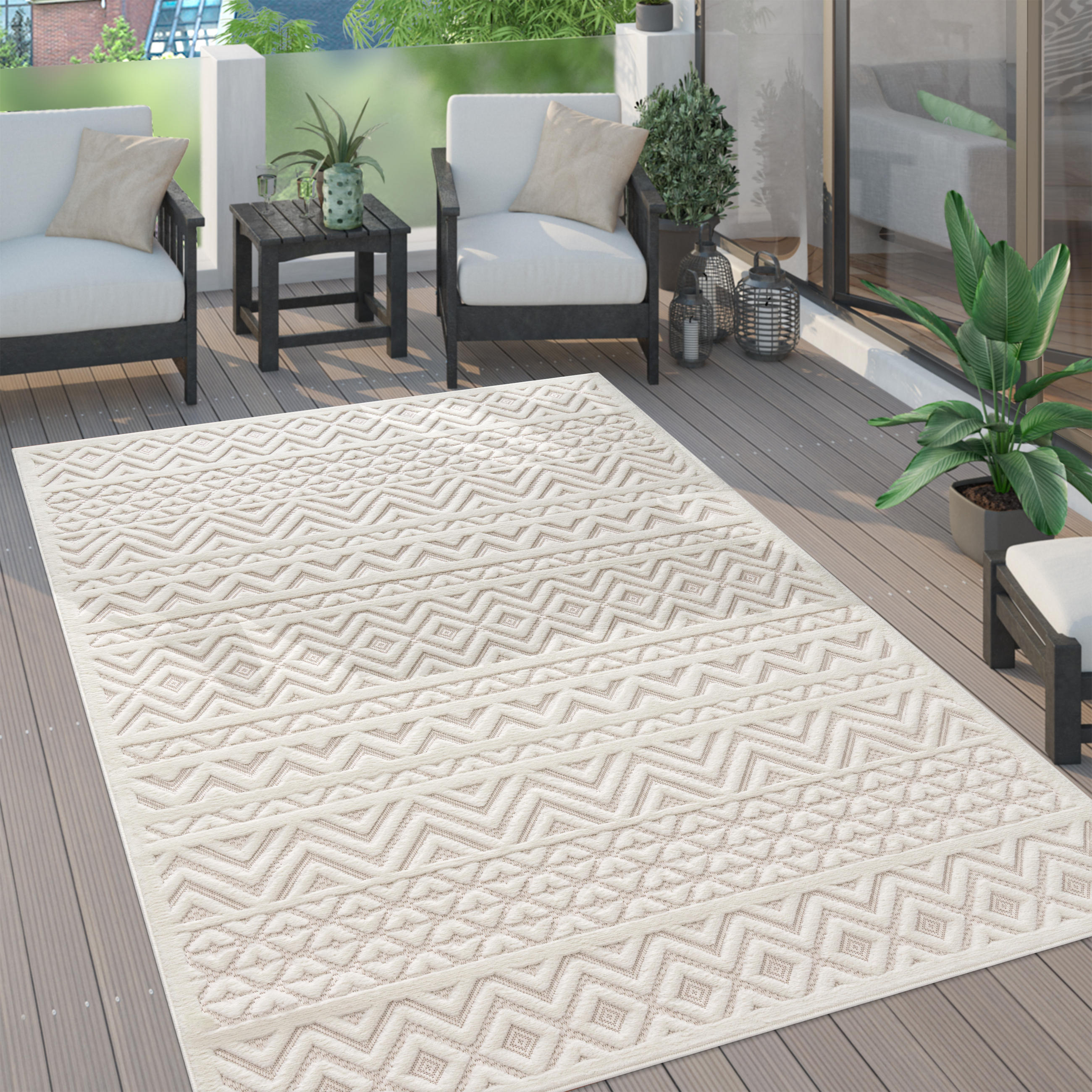 OUTDOORTEPPICH 140/200 cm Livorno 673 - Creme, Textil (140/200cm) - Paco Home