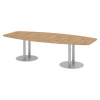 KONFERENZTISCH mittel KT28 130/280/74 cm in Wildeiche/Säule in Silberfarben - Wildeiche/Silberfarben, Holzwerkstoff (130/280/74cm) - bümö