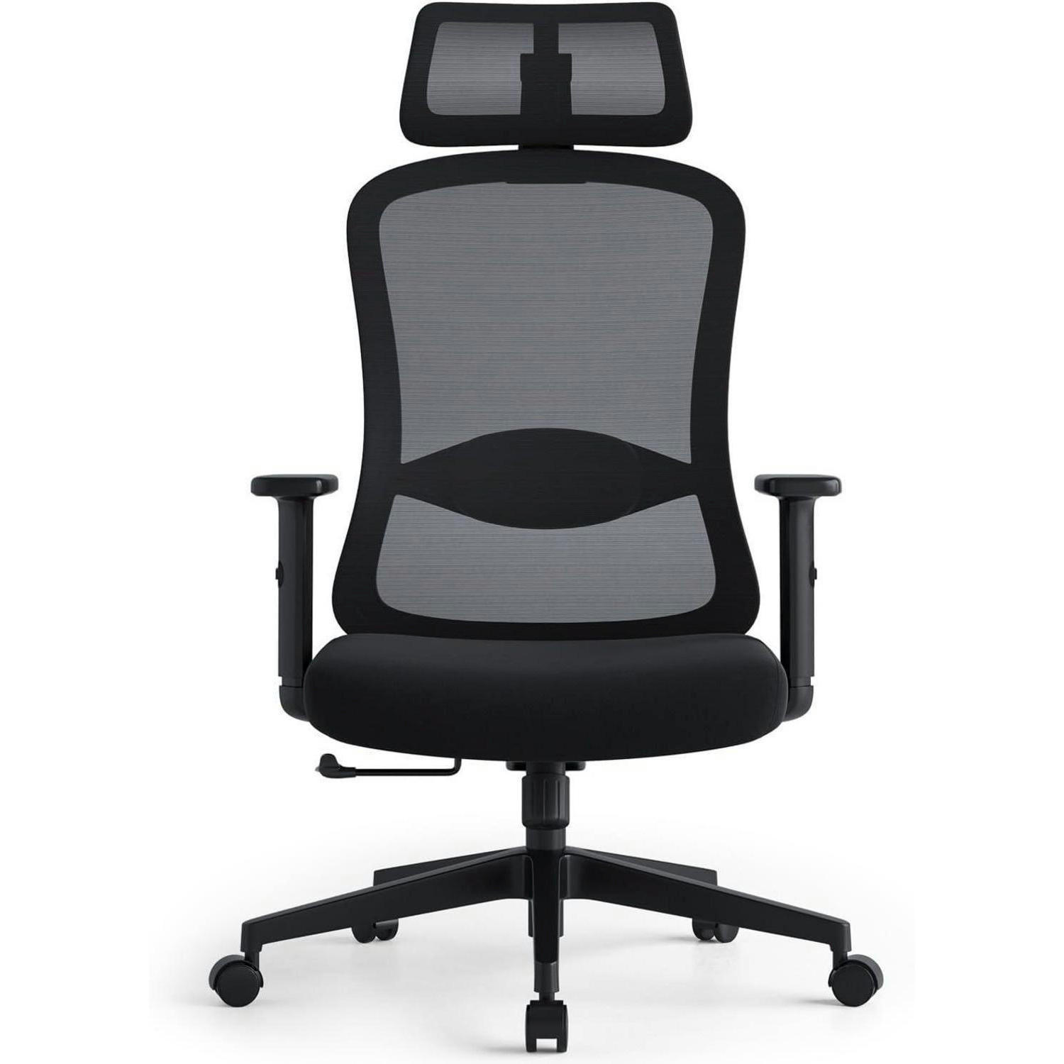 BÜROSTUHL Ergonomisch Schwarz mit 2D Kopfstütze und Lendenkissen - Schwarz, Kunststoff (64/109/66cm)