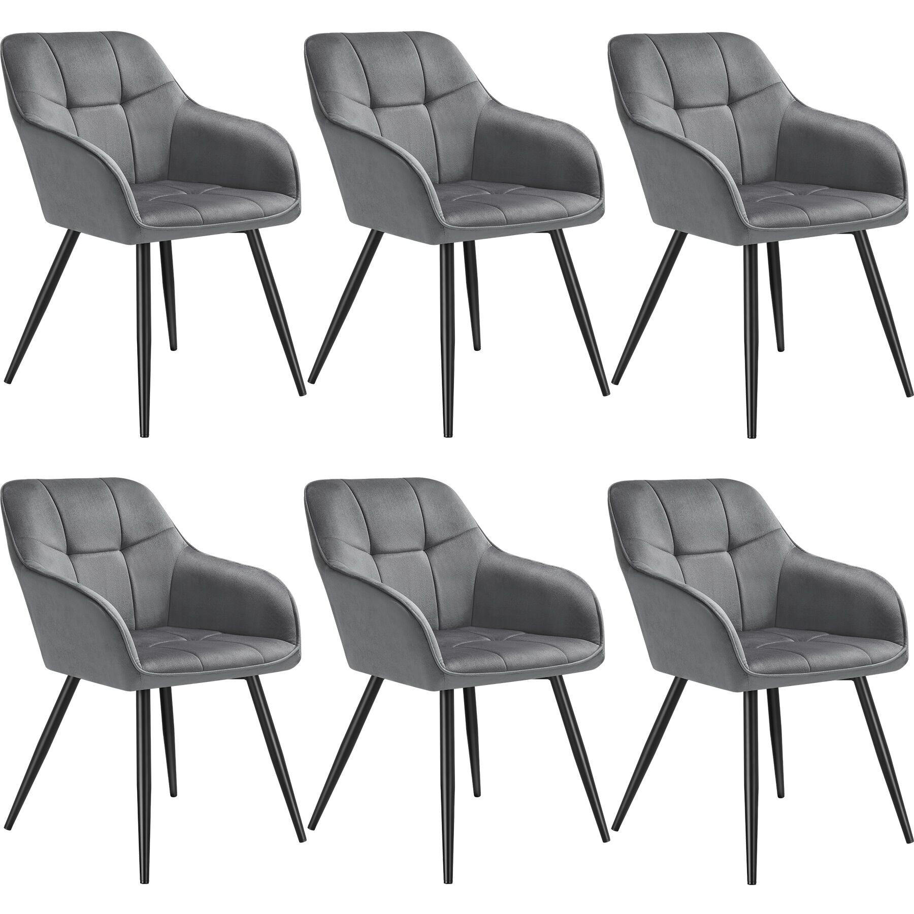 ESSZIMMERSTUHL 6er Set Marilyn 58 x 62 x 82 cm grau/schwarz - Schwarz/Grau, Kunststoff (58/82/62cm) - tectake