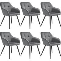 ESSZIMMERSTUHL 6er Set Marilyn 58 x 62 x 82 cm grau/schwarz - Schwarz/Grau, Kunststoff (58/82/62cm) - tectake