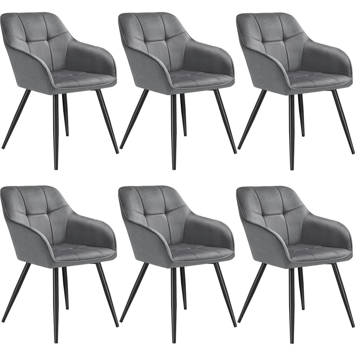 ESSZIMMERSTUHL 6er Set Marilyn 58 x 62 x 82 cm grau/schwarz - Schwarz/Grau, Kunststoff (58/82/62cm) - tectake