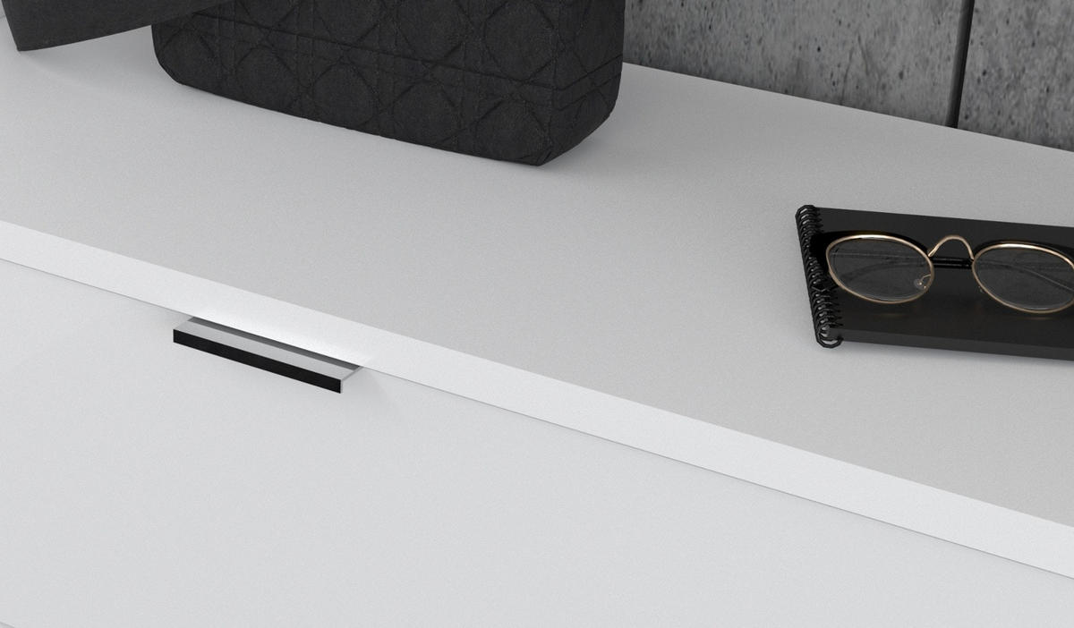 GARDEROBE Set 4-teilig weiß Hochglanz 117 cm, moderne Flurgarderobe - Chromfarben/Weiß Hochglanz, Glas/Holzwerkstoff (117/193/37cm) - Inn.Furn