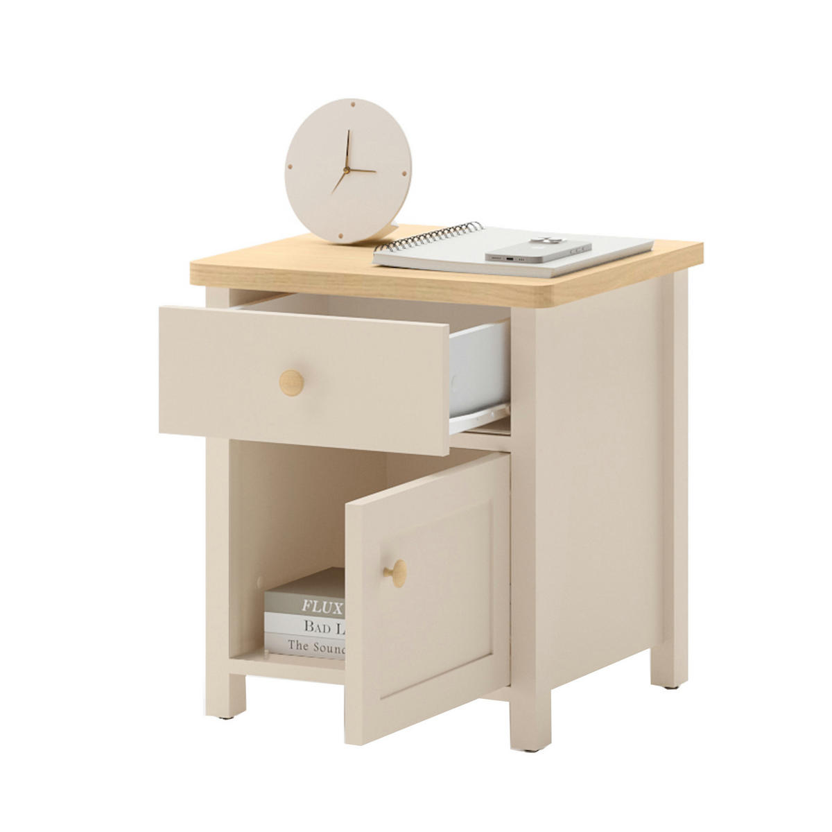 NACHTTISCH STORY 7 - Eichefarben/Beige, Holzwerkstoff (45/51/42cm) - Meblini