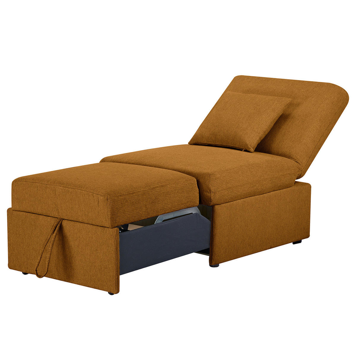 SCHLAFSESSEL - Chenille / Kunststoff - Schwarz/Orange, Kunststoff/Textil (70/95/97cm) - home24