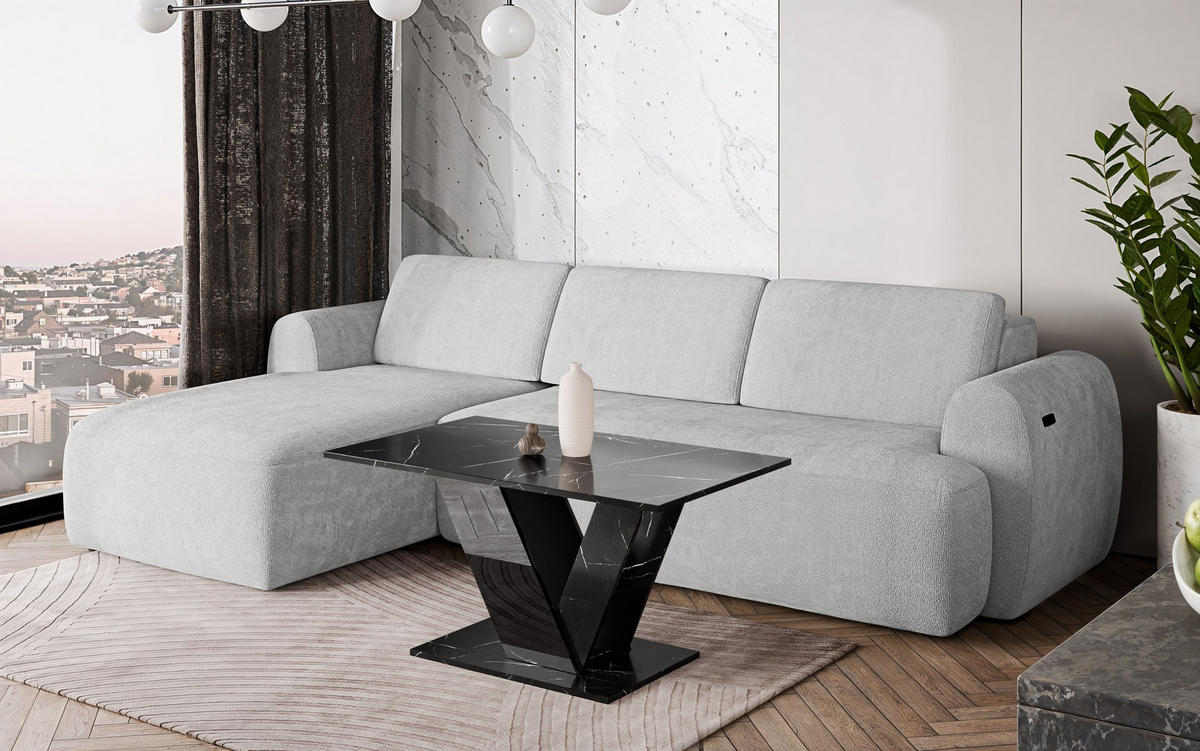 COUCHTISCH 100 cm Schwarz Marmor-Optik - Schwarz, Holzwerkstoff (60/100/55cm) - Home Collective