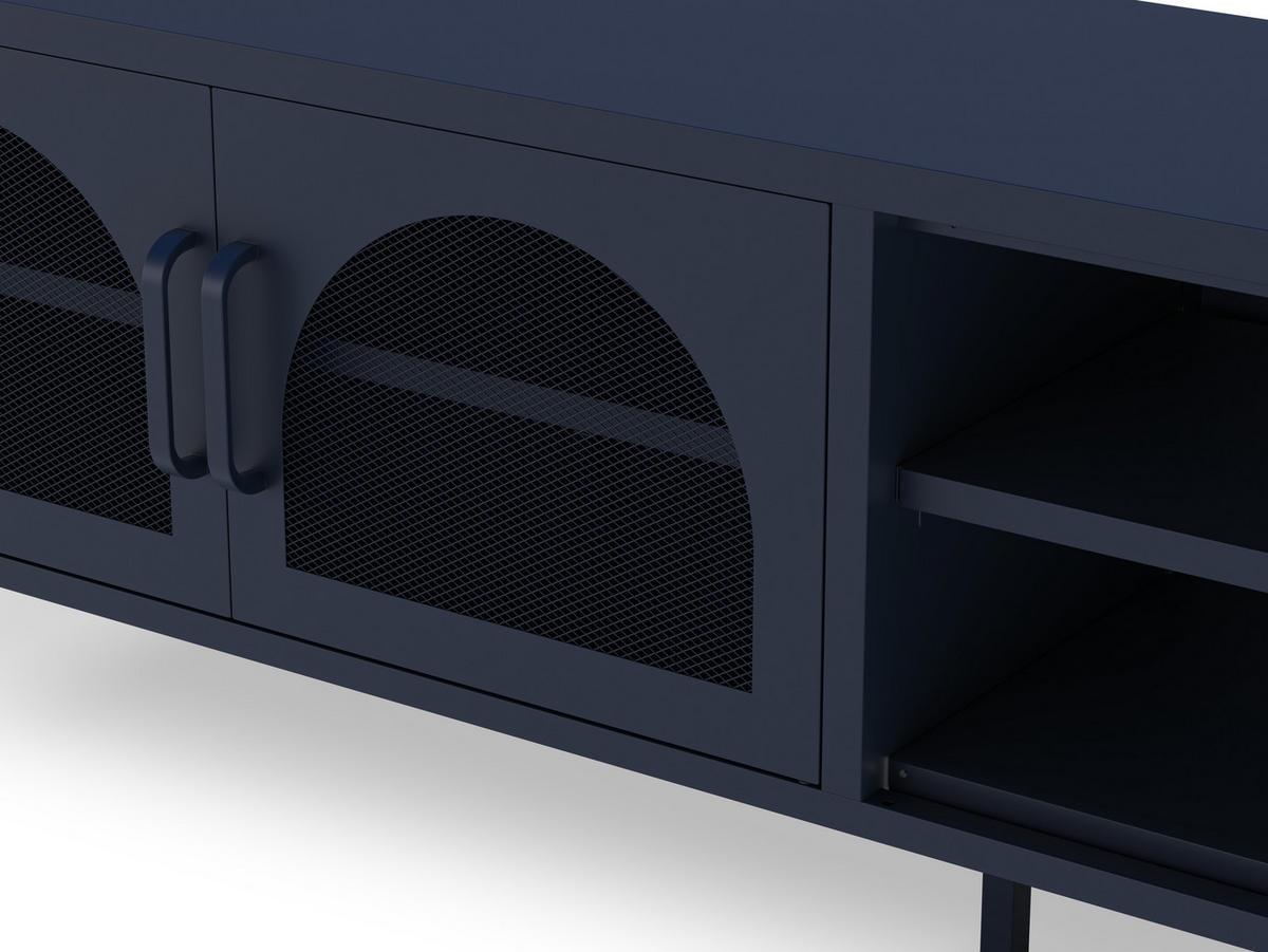 TV-MÖBEL mit 2 Metalltüren, L160cm - Zio - Mitternachtsblau - Dunkelblau, Metall (160/50/35cm) - Drawer