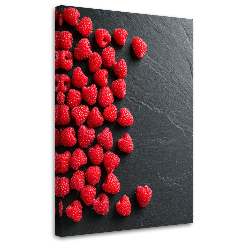 LEINWANDBILD Rote Himbeeren 80x120cm - Rot, Textil (80/120cm) - Feeby