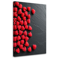 LEINWANDBILD Rote Himbeeren 80x120cm - Rot, Textil (80/120cm) - Feeby