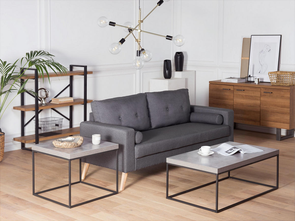 COUCHTISCH Betonoptik/schwarz 100/60/40 cm Delano - Schwarz/Grau, Holzwerkstoff (60/100/40cm) - Beliani