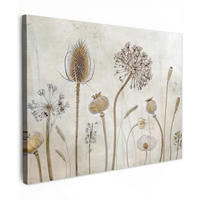 LEINWANDBILD Blumen - Aquarell - Stilleben - Braun - Vintage Wandbilder 80x60 cm - Beige, Textil (80/60cm) - MuchoWow
