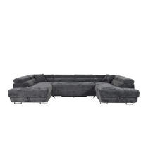 WOHNLANDSCHAFT SERENA U mit Stauraum, Grau - Grau, Textil (340/90/205cm) - KS Home Concept