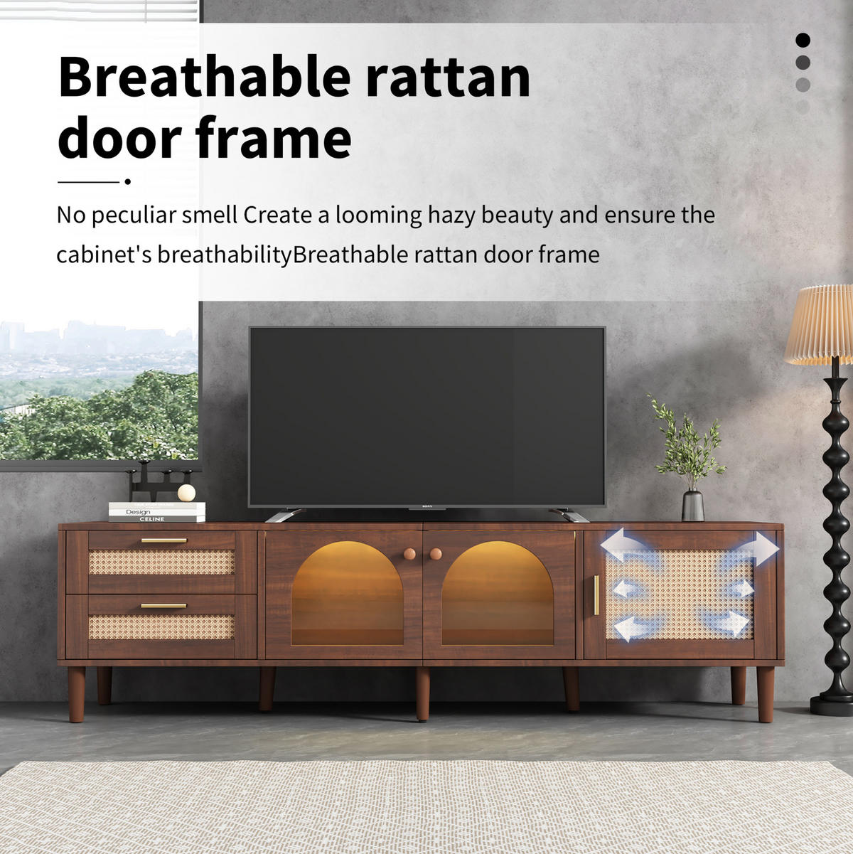 LOWBOARD 180/40/50 cm Braun aus Spanplatte mit LED-Beleuchtung - Braun, Holzwerkstoff (40/50/180cm) - OKMYHOME