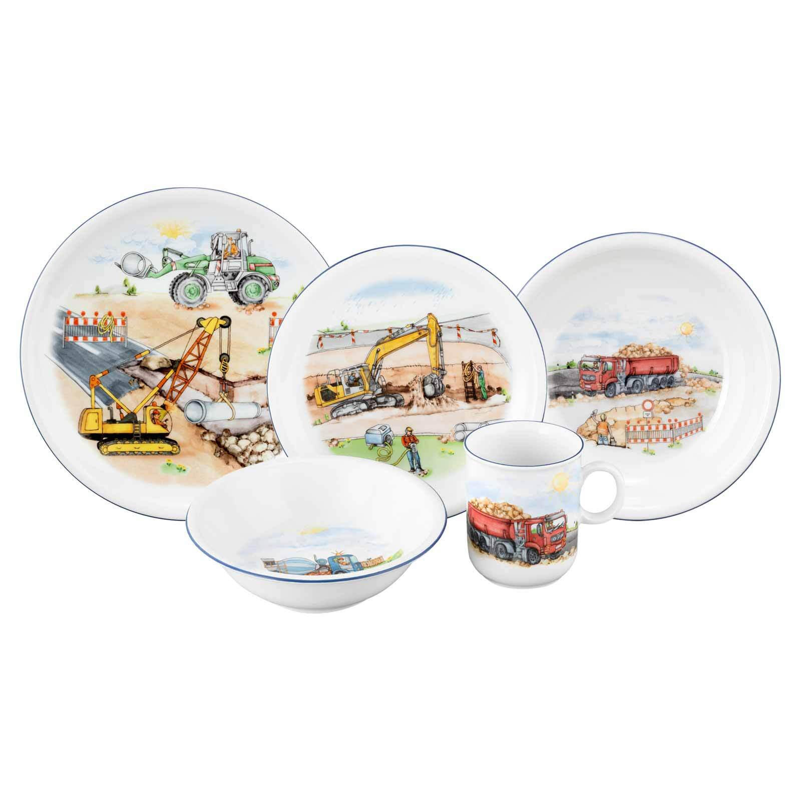 KINDERGESCHIRR SET Compact Auf der Baustelle bunt 5er Set - Multicolor, Keramik (1/1/1cm) - Seltmann Weiden