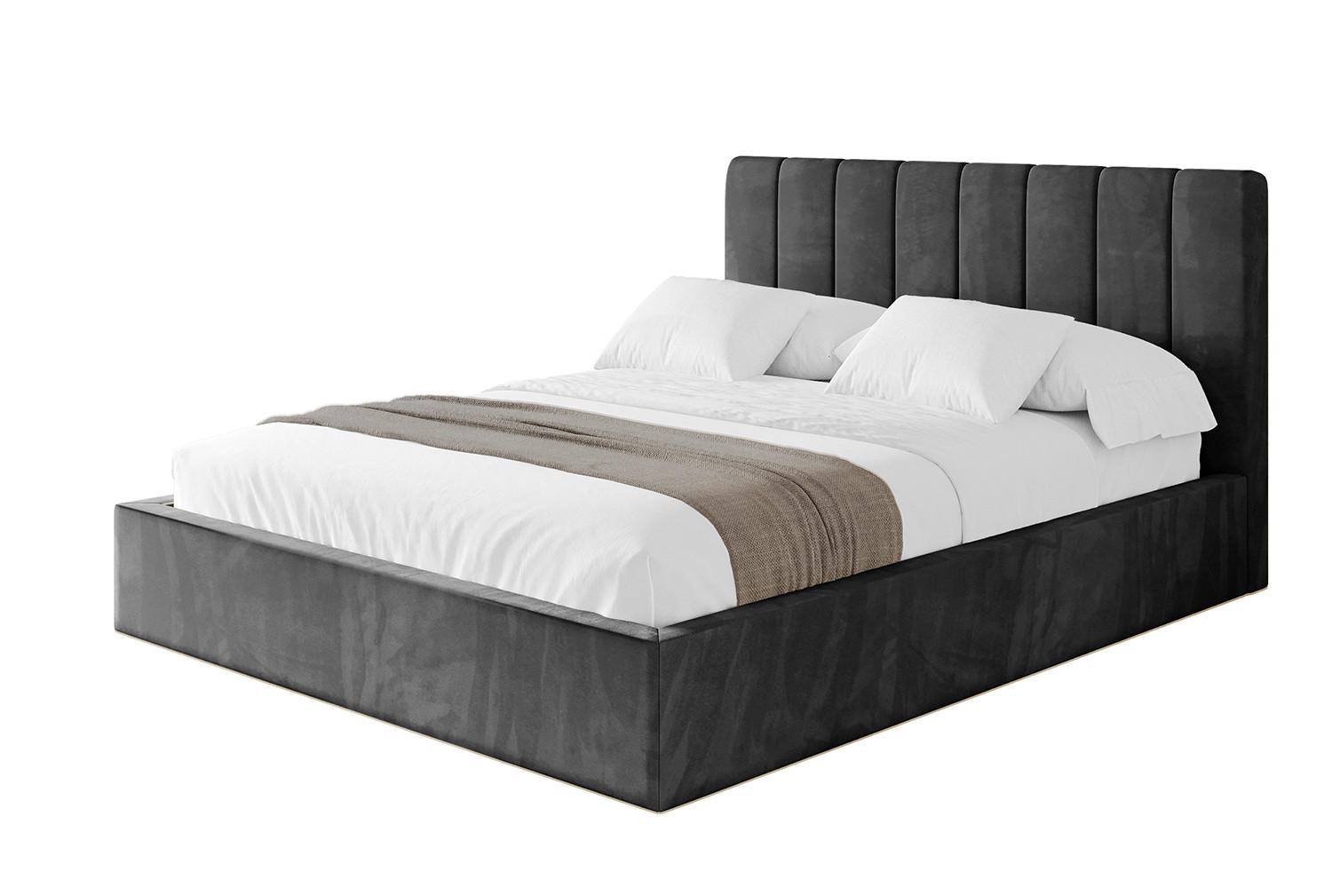 POLSTERBETT mit Bettkasten und Lattenrost, Bett mit Matratze H3/H4 - STERA 200x200 Schwarz - Schwarz, Holzwerkstoff/Textil (200/200cm) - ALTDECOR