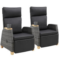 RATTANSESSEL Pescara,68,5 x 67 - 128 x 87 - 104 cm,grau - Grau, Kunststoff (68.5/104/128cm) - tectake