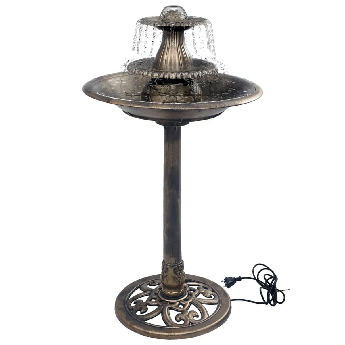 VOGELBAD Mit Springbrunnen Bronzen 50/91 Cm Kunststoff - Bronzefarben, Kunststoff (50/91/50cm) - vidaXL