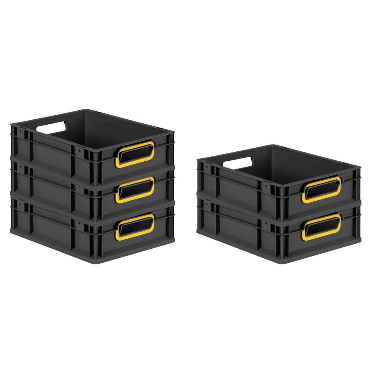 EUROBOX NextGen Color 12x30x40 cm 11 Liter Griffe gelb offen, Schwarz - Gelb/Schwarz, Kunststoff (30/12/40cm) - PROREGAL