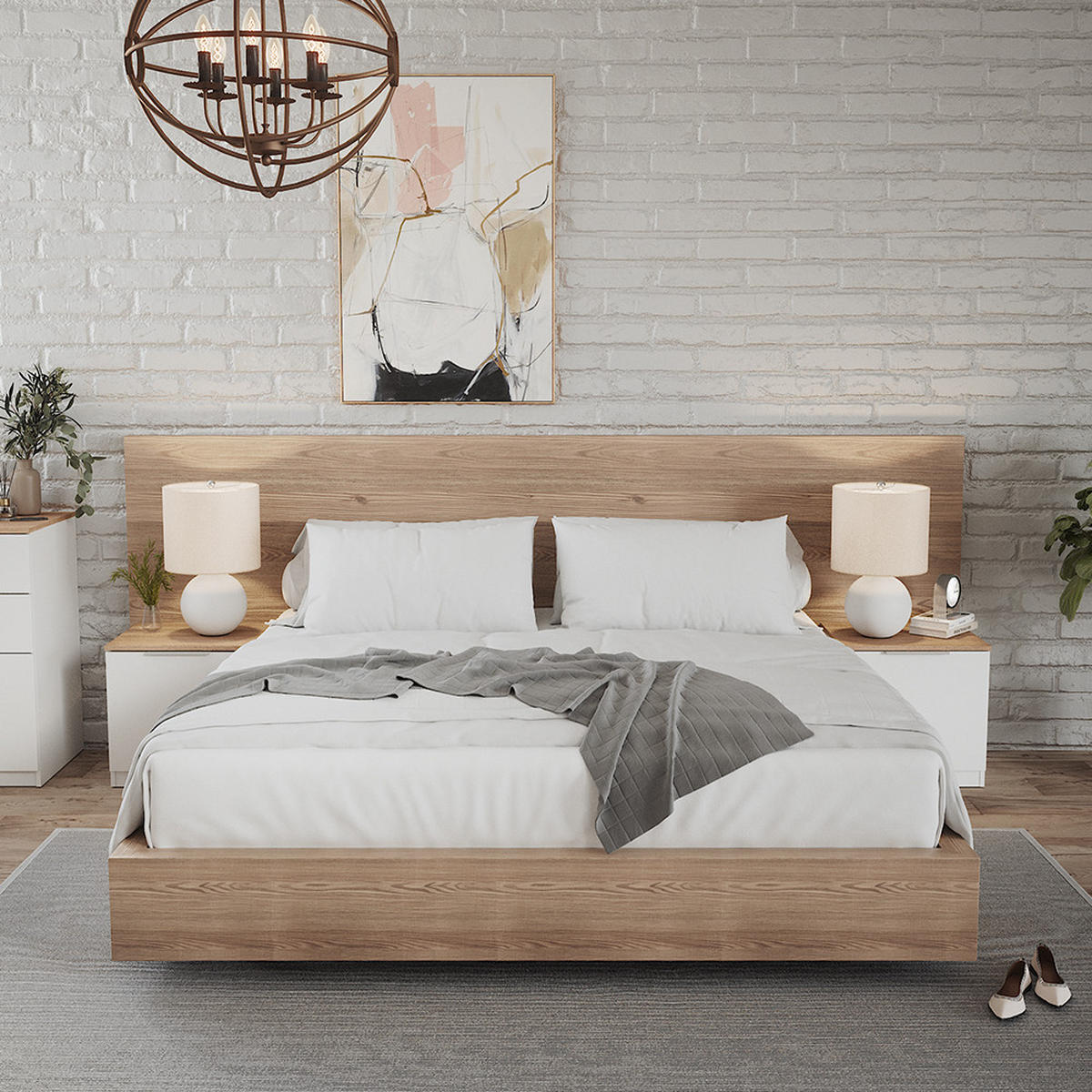NACHTTISCH Betti Weiß 50 x 50 cm 2er Set - Weiß, Holzwerkstoff (50/50/42cm) - Vicco
