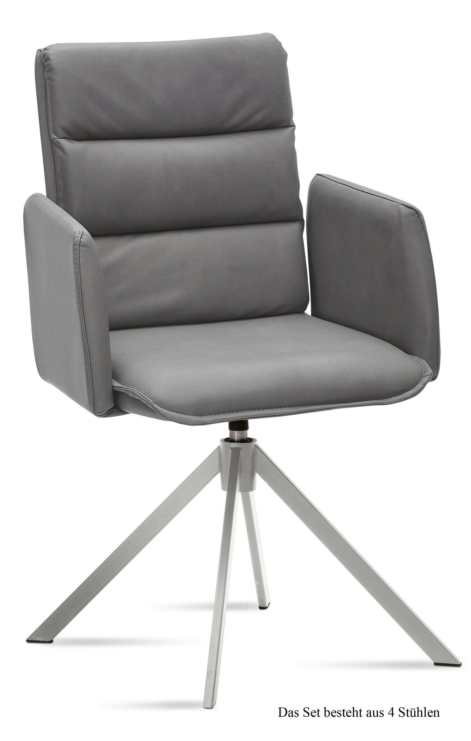 ARMLEHNSTUHL drehbar (4er-Set) Dulsea 52x92x60 Edelstahl/Grau - Edelstahlfarben/Grau, Kunststoff (60/92/52cm) - 58aufmkessel