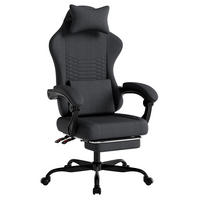 GAMING-STUHL ergonomisch Stoff Schwarz mit Fußstütze - Schwarz, Kunststoff (63/120.5/58.5cm) - Meubliv