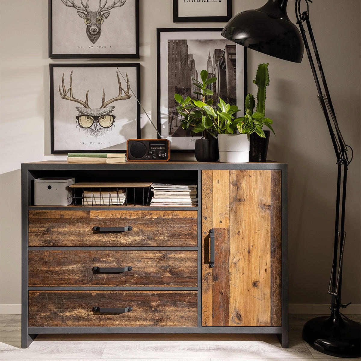 SIDEBOARD Paul Holz und Grau - Grau, Holzwerkstoff (131/91/40cm) - Petits-meubles