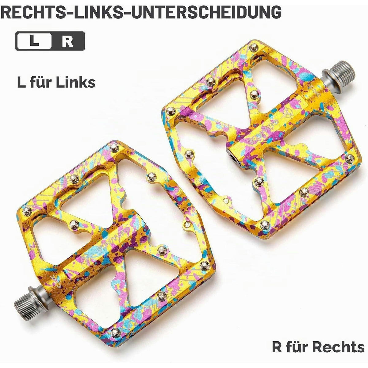FAHRRADPEDALE mit Reflektoren Gold-Spritzlack - Multicolor, Metall (10.1/1.5/11.8cm)