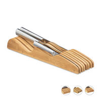 MESSERBLOCK - Hellbraun, Holz (9.5/5/40cm) - Relaxdays