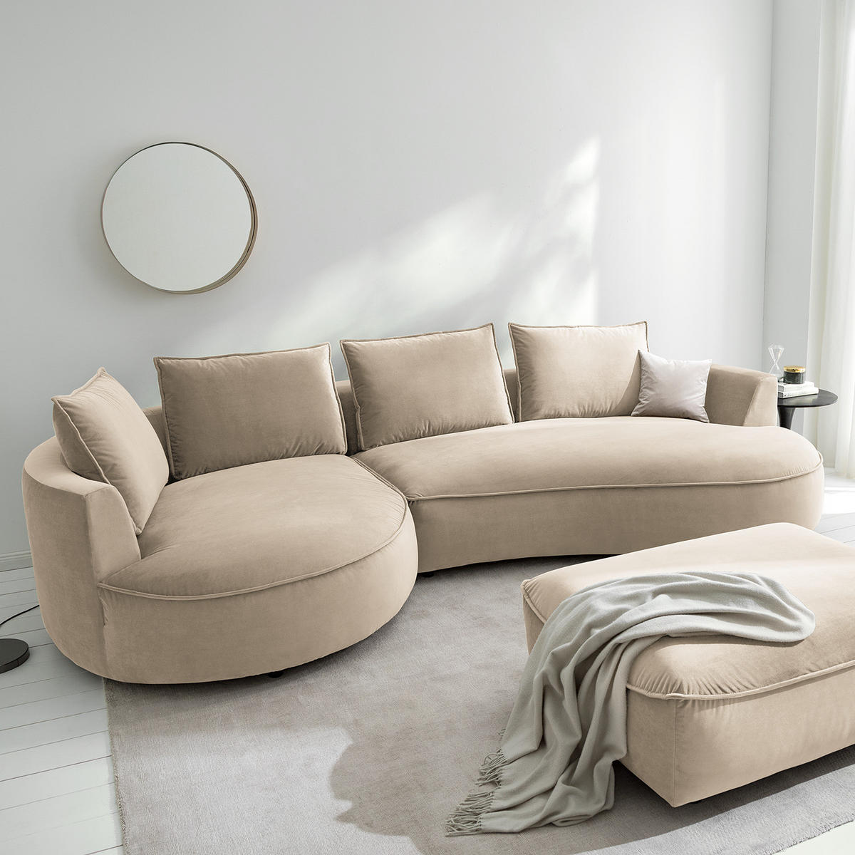 BIGSOFA - Beige, Naturmaterialien/Kunststoff (322/82/154cm) - home24