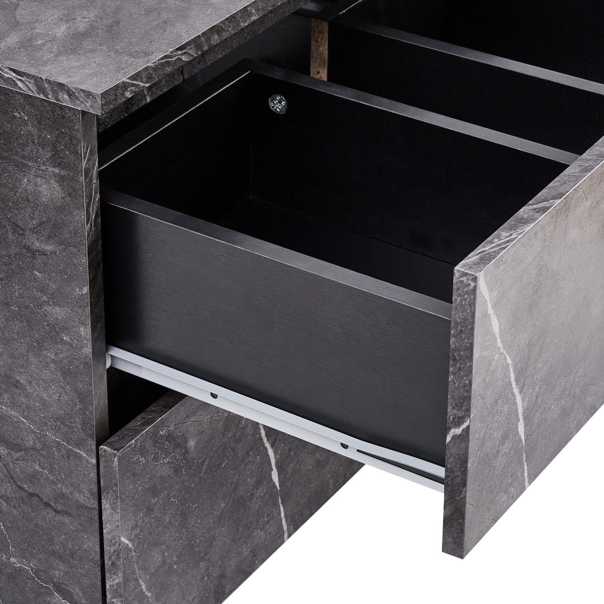 WASCHBECKENUNTERSCHRANK wandmontiertk 60 cm Schwarzer Marmor Serra - Schwarz, Holzwerkstoff (60/47/47cm) - Beliani