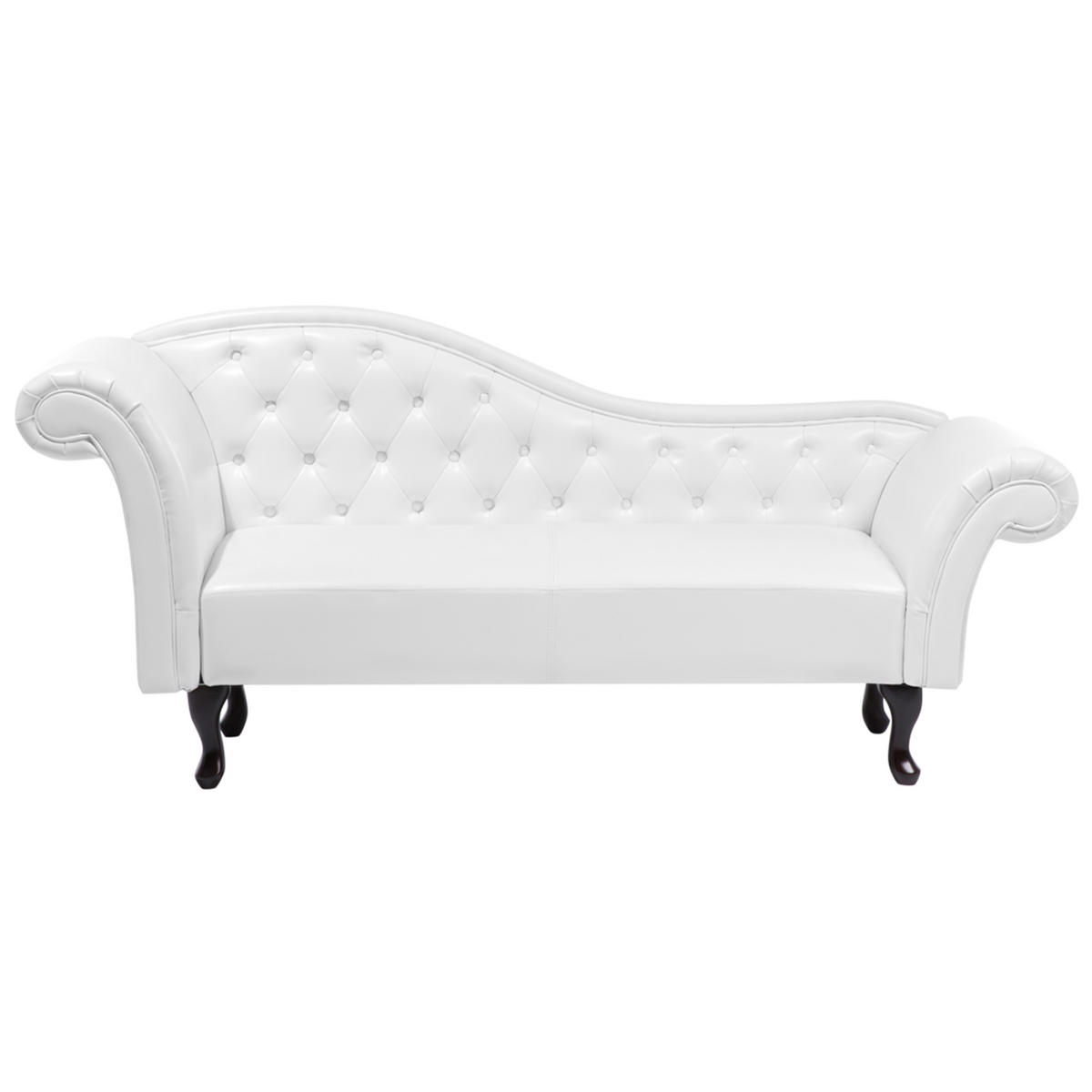 CHAISELONGUE Kunstleder weiß linksseitig Lattes - Schwarz/Weiß, Kunststoff (188/87/59cm) - Beliani