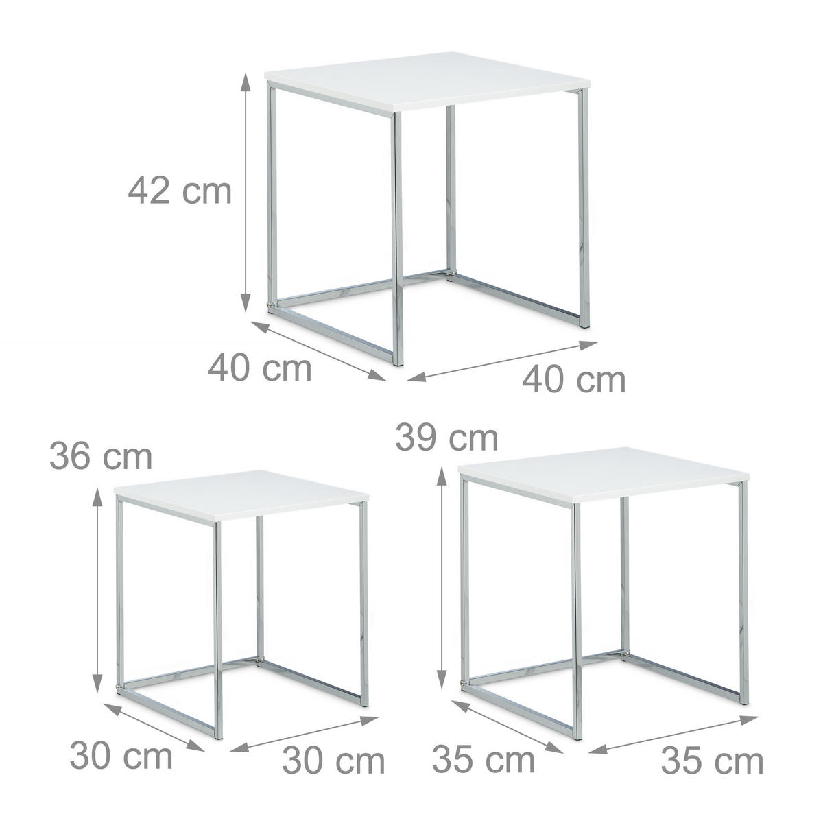 3XBEISTELLTISCHE - Multicolor, Holzwerkstoff/Metall (40/40/42cm) - Relaxdays