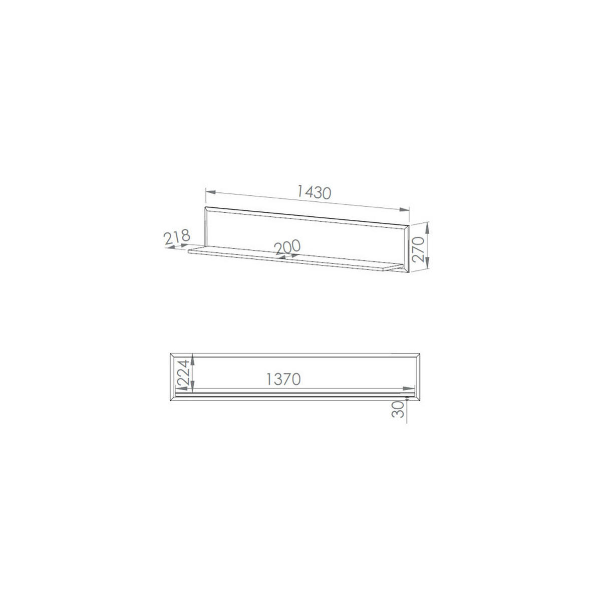 WANDREGAL Glamour weiß / weiß hochglanz 143 / 22 / 27cm - Weiß, Holz/Holzwerkstoff (143/27/22cm) - Feldmann-Wohnen