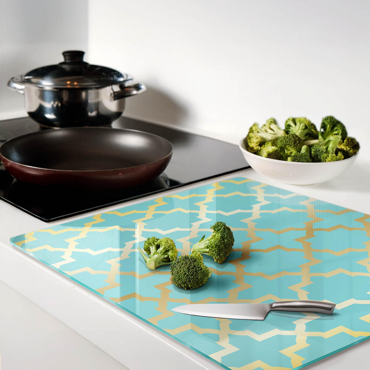 GLASPLATTE 60x52 cm Arabisches Muster - Goldfarben, Glas (60/0.4/52cm) - TULUP