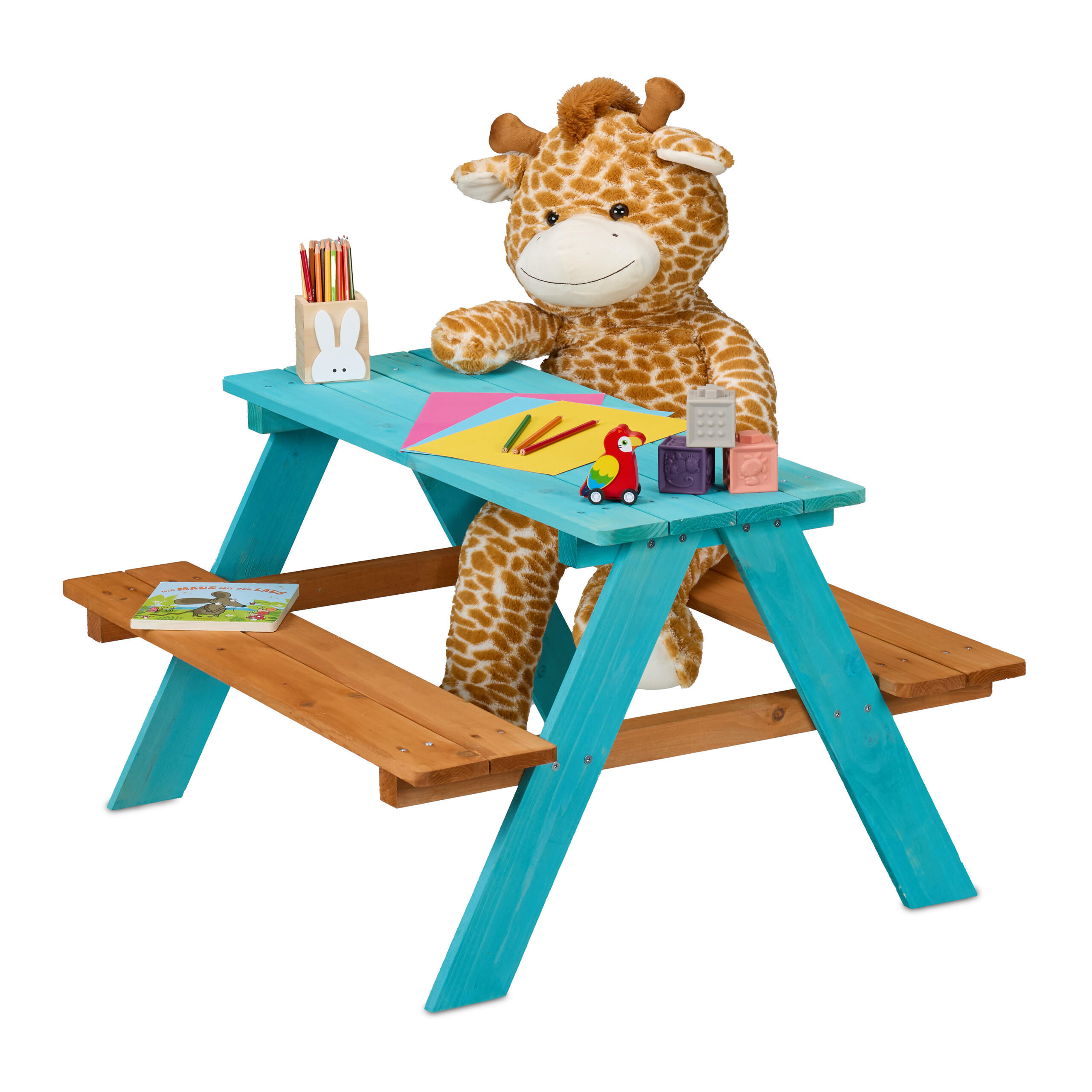 KINDERSITZGRUPPE - Türkis, Holz - Relaxdays