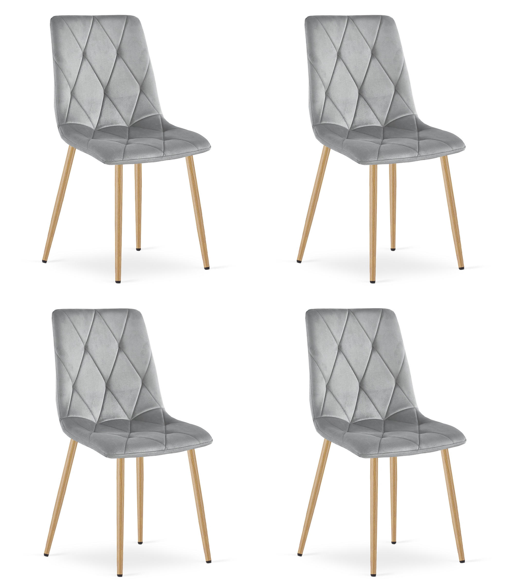 ESSZIMMERSTUHL 4-er Set TYRA hellgrauer Sitz, Beine in Holzfarbe - Eichefarben/Hellgrau, Textil (44.5/87/54.5cm) - Valora