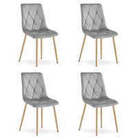 ESSZIMMERSTUHL 4-er Set TYRA hellgrauer Sitz, Beine in Holzfarbe - Eichefarben/Hellgrau, Textil (44.5/87/54.5cm) - Valora