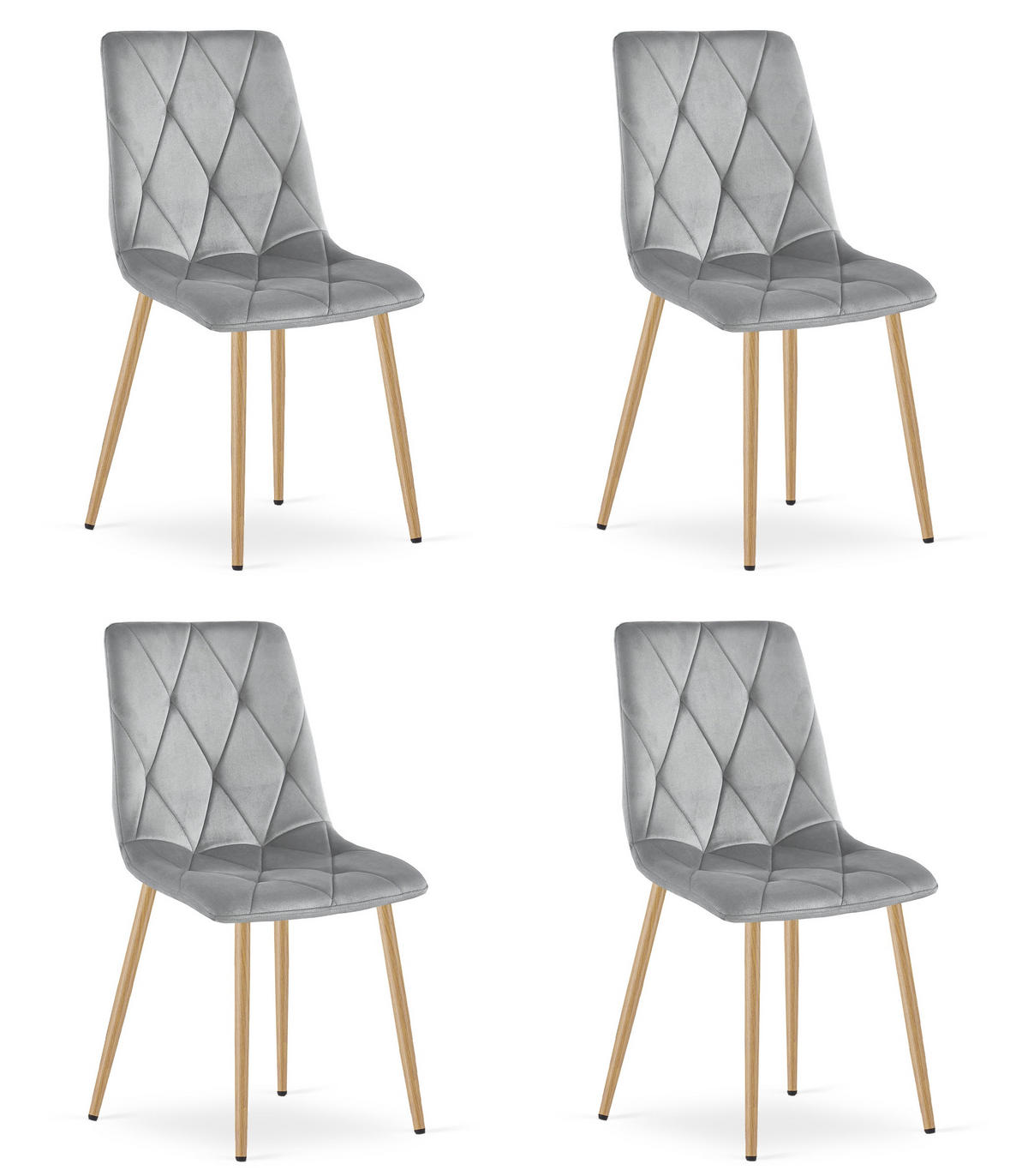 ESSZIMMERSTUHL 4-er Set TYRA hellgrauer Sitz, Beine in Holzfarbe - Eichefarben/Hellgrau, Textil (44.5/87/54.5cm) - Valora