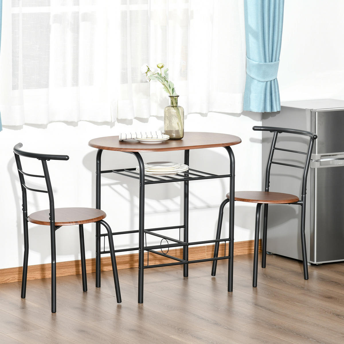ESSGRUPPE, platzsparend 3-teilig, braun-schwarz - Braun, Holzwerkstoff (50/76/80cm) - Vallsero