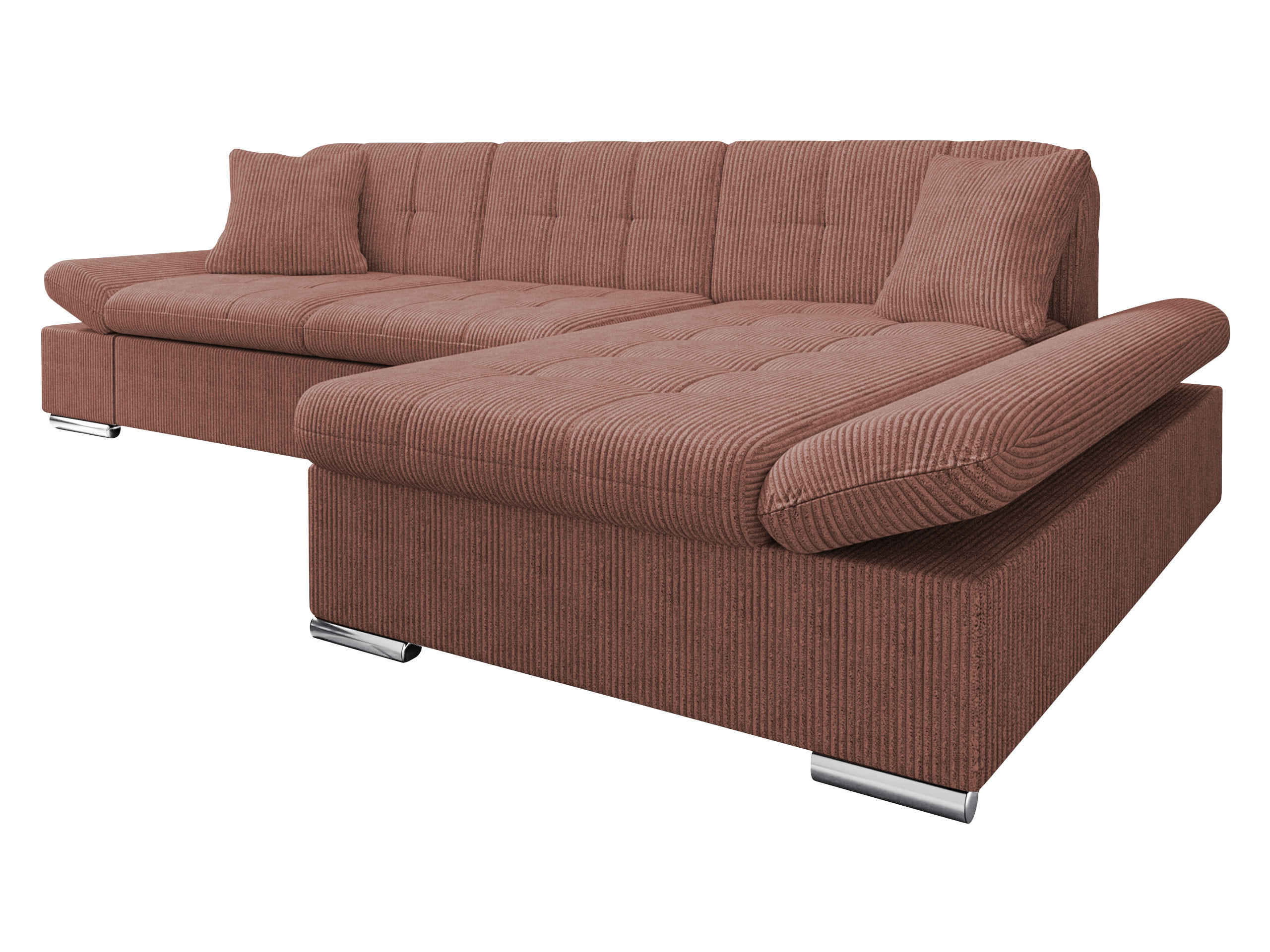 ECKSOFA Malwi Cord, Seite: Rechts - Dunkelrosa, Holz/Textil (278/161cm) - MIRJAN24